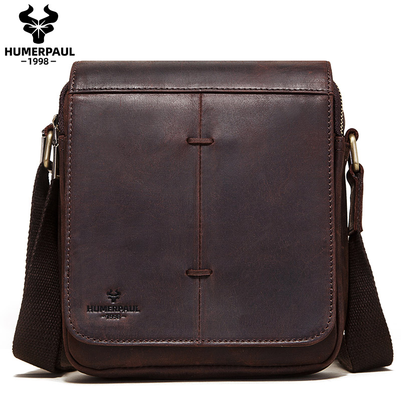 Luxury Bags For Men - Vintage Çılgın At Deri Erkek Mesaj