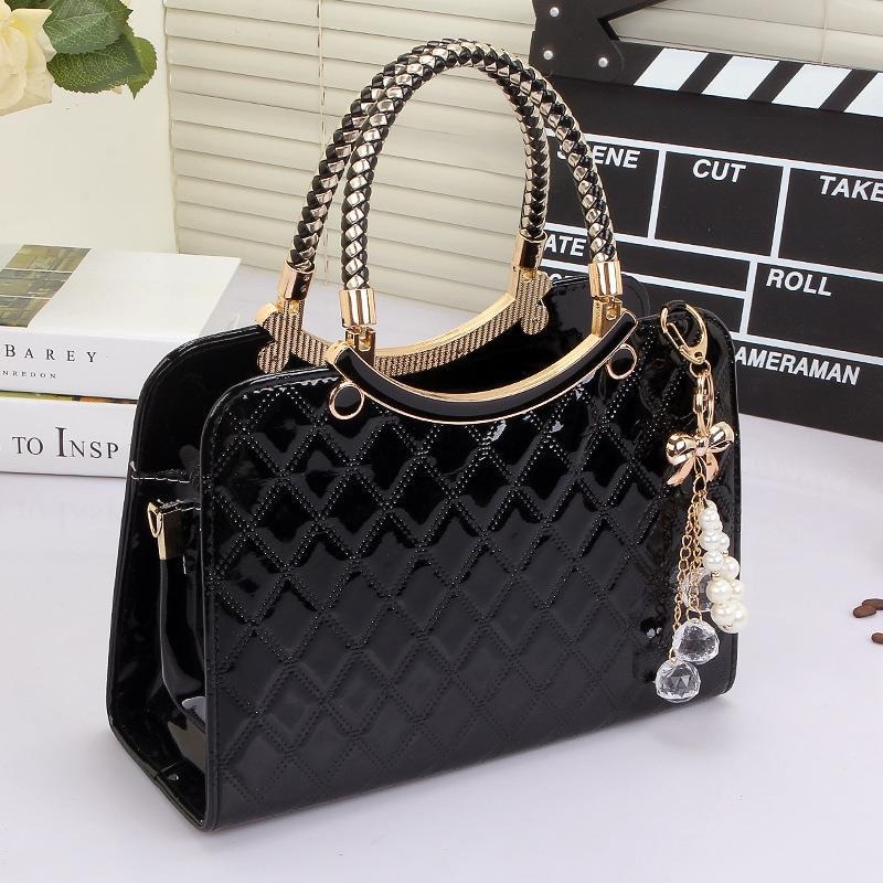Top Handle Patent Bag - Kadın Parlak Tote Patent Deri Üst