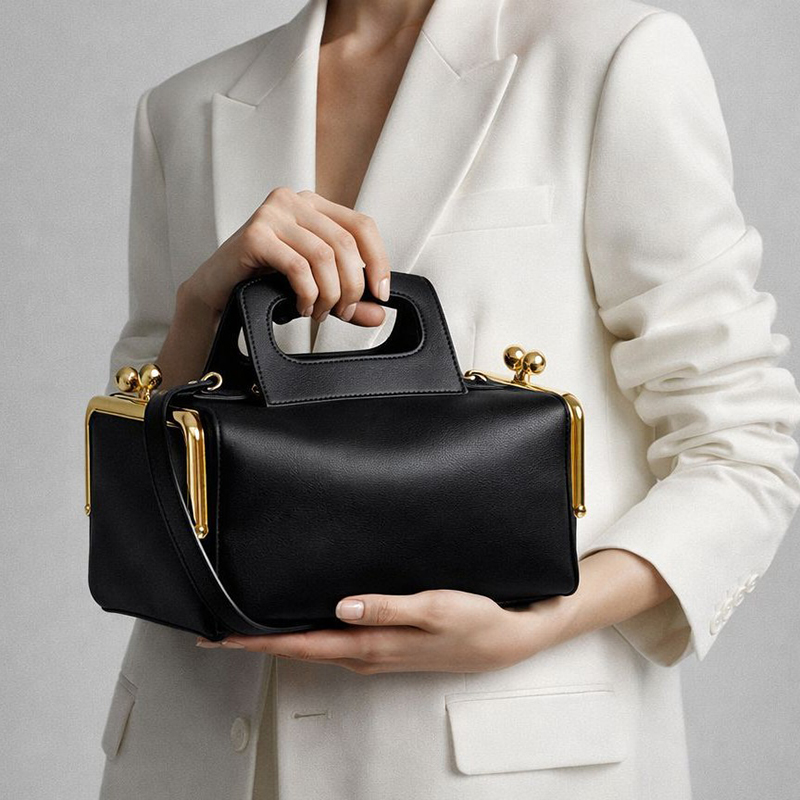 Luxury Bags Without Logo - YENİ İki taraflı kelepçe tasarımlı, çerçeveli,