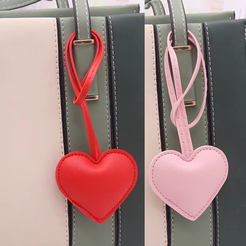 Luxury Bags Girls - Pembe Kırmızı PU Suni Deri Kalp