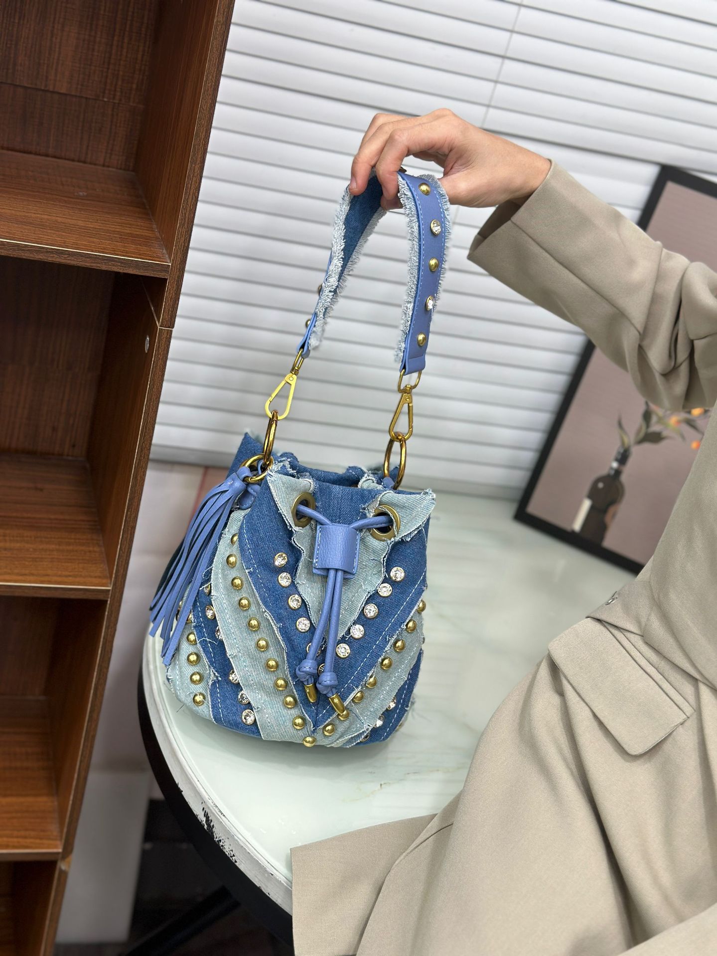 Luxury Bags Denim - Hafif Lüks Moda Elmas İşlemeli El