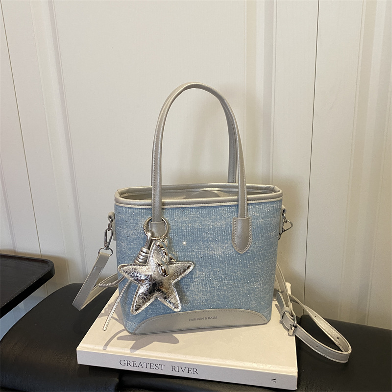 Luxury Bags Denim - Denim Kol Altı Alışveriş Çantası Büyük