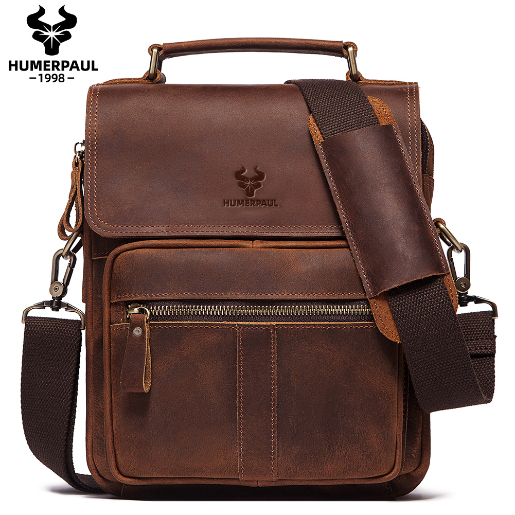 Luxury Bags For Men - HUMERPAUL Hakiki Deri erkek omuzdan askili