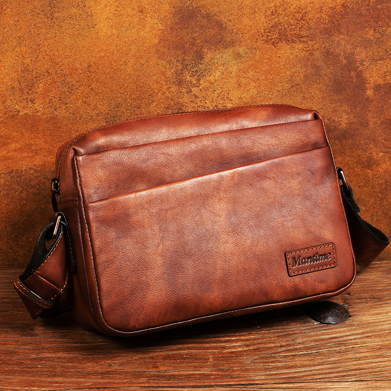 Luxury Bags Made - Lüks retro deri erkek çanta el-cilalı