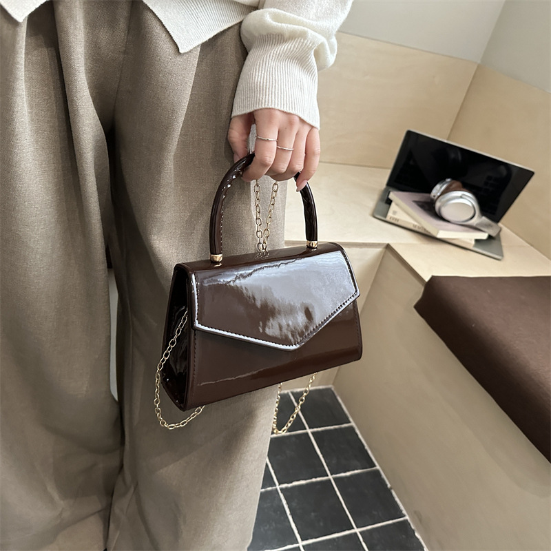 Top Handle Patent Bag - Kadınlar için Patent Deri Mini El